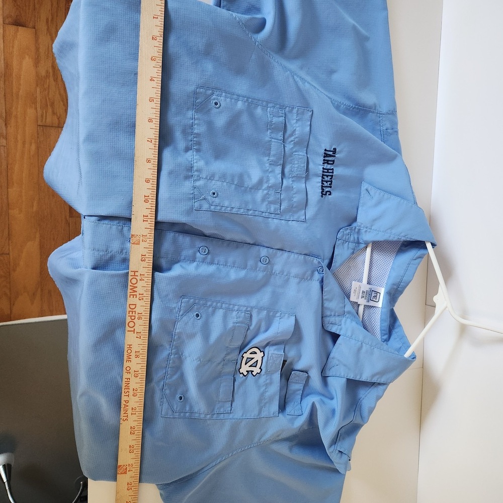 UNC Tar Heels Columbia-Style Fishing Shirt 2XL ProEdge Vented Light Blue - Picture 10 of 12